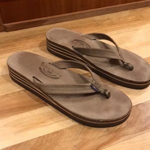 Rainbow four layer wedge sandals